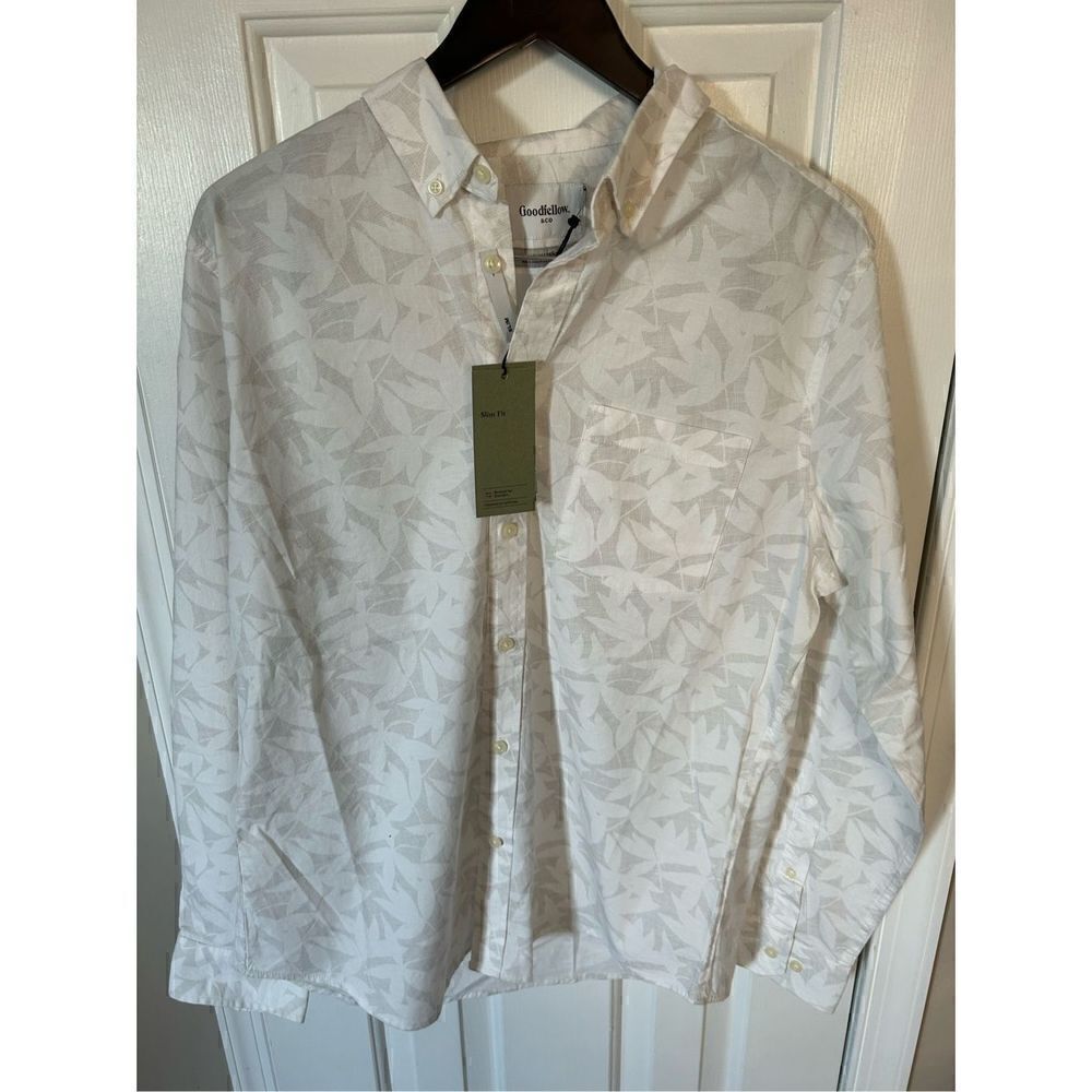 Goodfellow L Cotton Dress Shirt Slim Fit White NWT long Sleeve